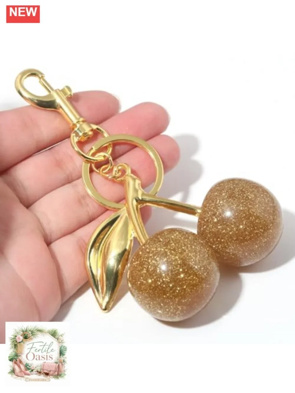 Cute Cherry Bag Charm Keychain Purse Accessory Metal Resin Gift